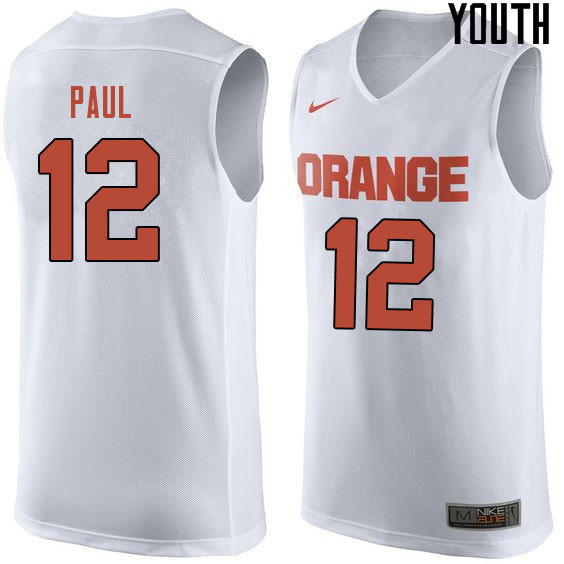 Youth #12 Brendan Paul Syracuse White College Basketball Jerseys Sale-White